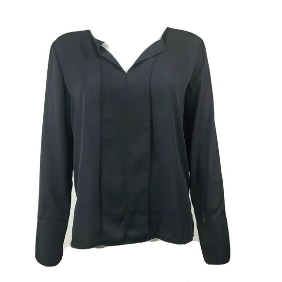 ANN TAYLOR LOFT Outlet Solid All Black Sheer Top Womens Size S Small - Picture 1 of 6